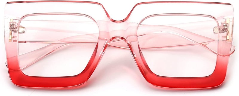 Breaksun Oversized Blue Light Glasses for Women Fashion Thick Square Computer Eyewear Non-Prescription Black Glasses (New Black+ Pink Red) - Image 5